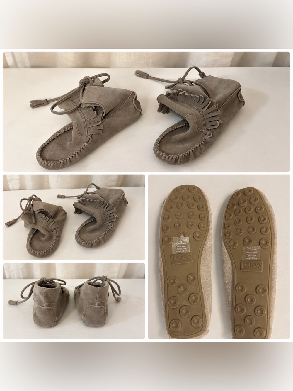 J.Crew Women’s Suede Fringe Moccasin in Taupe - Brand Unknown